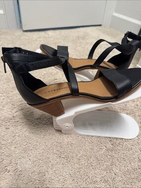 Lucky Brand Black Strappy Low Block Heel Sandals